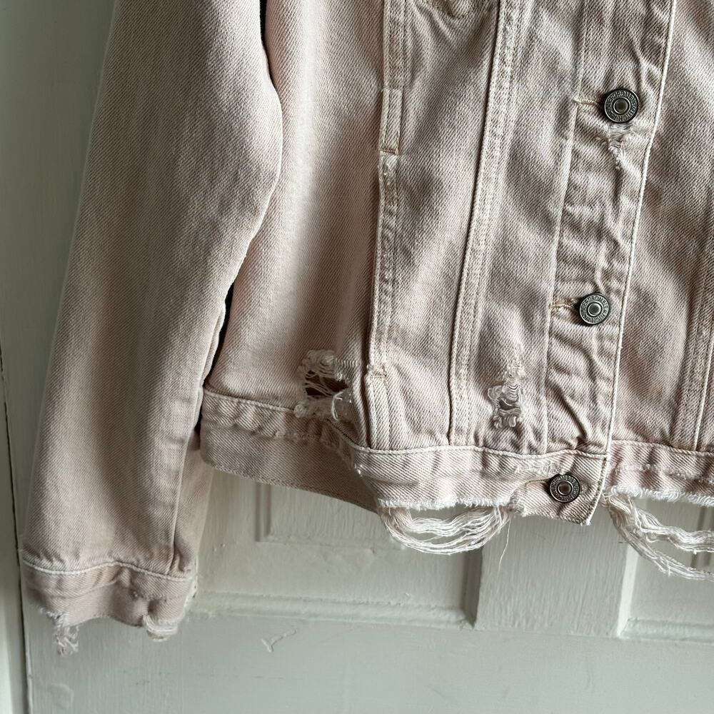 Abercrombie & Fitch Blush Pink Distressed Jean Jacket - Picture 5 of 10